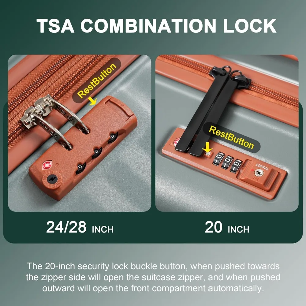 Наборы багажа Merax, 5-компонентный, расширяемый чемодан с открытым корпусом спереди, с вращающимися колесами и спортивными сумками, легкая ручная кладь на наконечнике