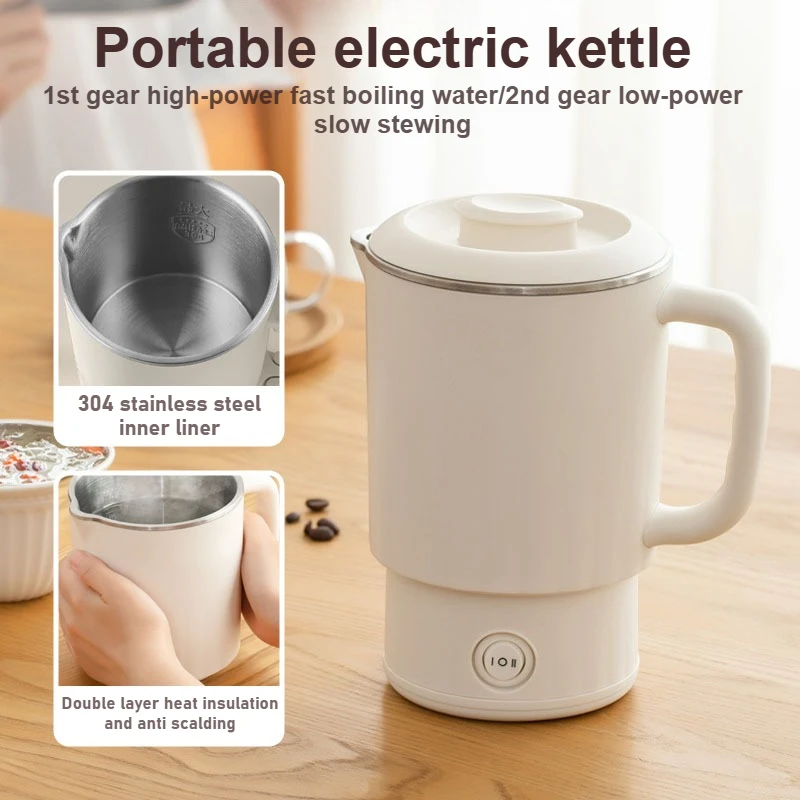 

Portable electric kettle for accommodation, stainless steel pot for quick travel, small electric steamer for household kitchen