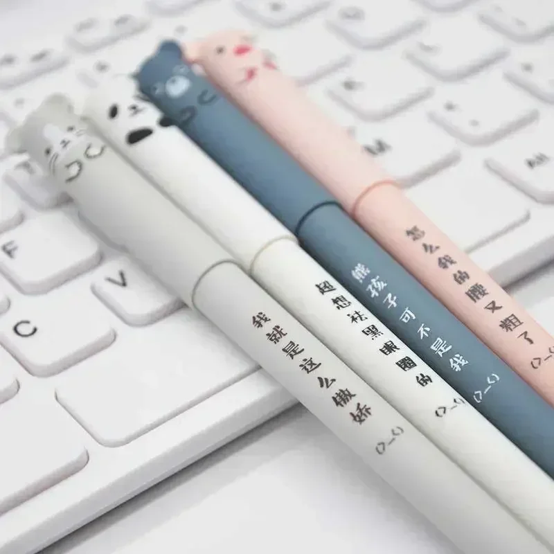 4 pcs/lot Kawaii Erasable Pen Pens Cute Cartoon Animals Pen Washable Handle Gel Pen 0.35mm Refill Rods