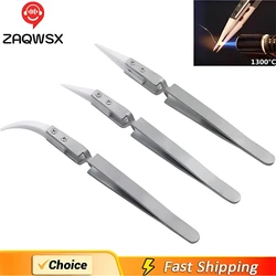 1/3/5Pcs Heat Resistant Reverse Tweezers Ceramic Stainless Steel Tweezers for Cross Lock Soldering Tool for Jewelry Making