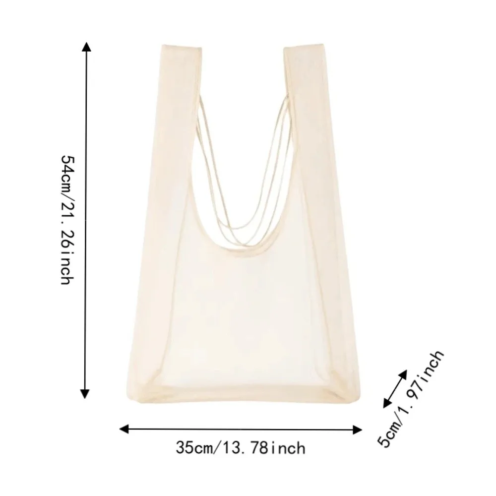 Fashion Large Capacity Organza Shopping Bag Lightweight Sheer Gauze Mesh Handbag Portable Multicolor Tote Bag Pool view 6