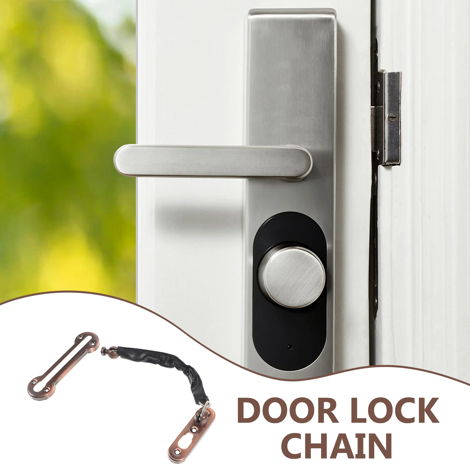 مزلاج داخلي من الفولاذ المقاوم للصدأ، قفل سلسلة أمان عالي التحمل، قفل باب أمان منزلي، تعزيز للباب الأمامي #6