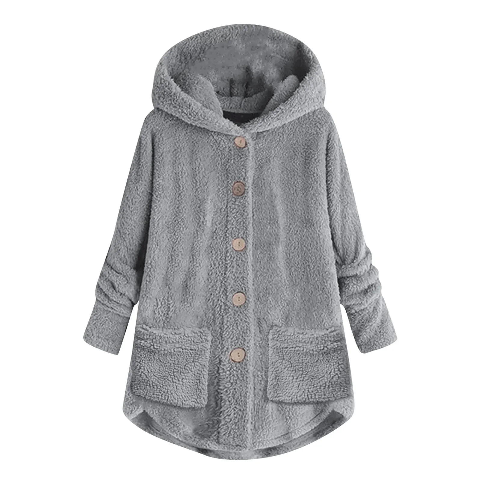 Women\'s Coat Winter Coat Fashion Plush Pocket Irregular Long Sleeve Keep Cat Ears Warm Coat