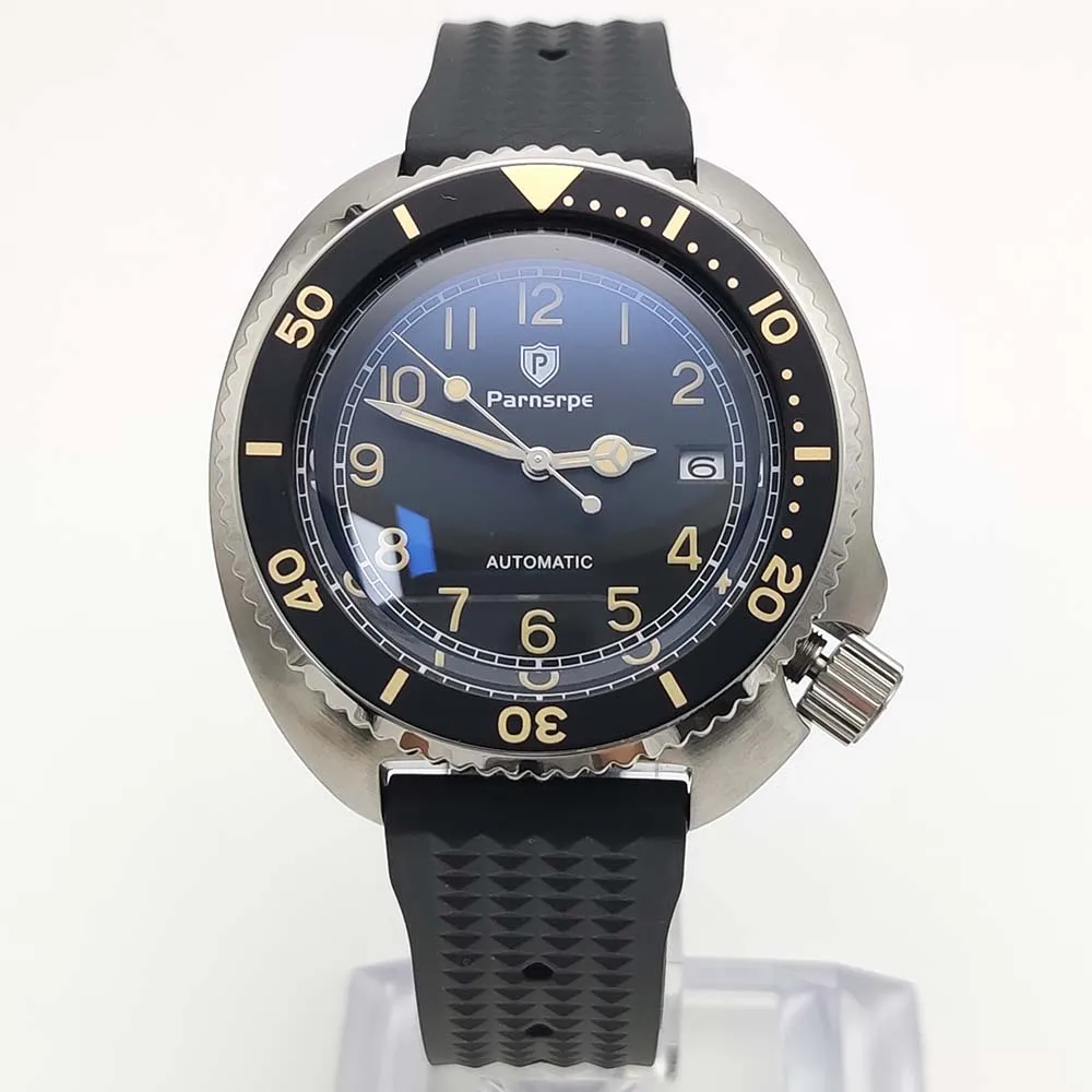 Parnsrpe - Nuovo vetro zaffiro premium da uomo, movimento meccanico automatico NH35, orologio in acciaio inossidabile resistente all'acqua da 42 mm