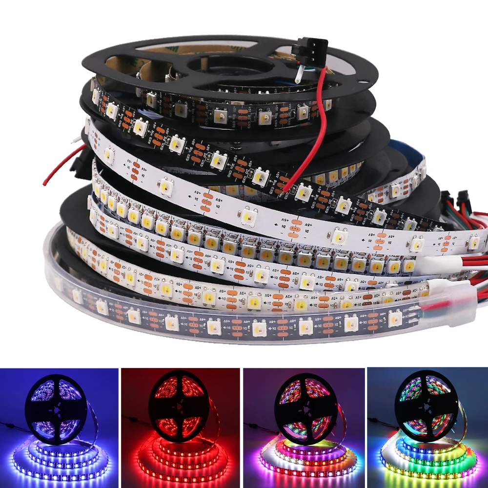 SK6812 RGBW LED Strip Light 5V Individual Addressable RGBWW Led Lights 30/60/96/144 LEDs RGBNW WWA LED Tape Similar WS2812B