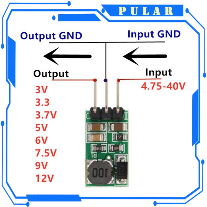 DD4012SA 1A DC 5-40V à 3V 3.3V 3.7V 5V 6V 7.5V 9V 12V régulateur DC-DC carte de Module de convertisseur abaisseur