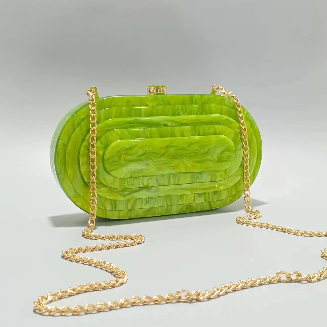 Fashion Acrylic Egg Shape Clutch Bag Women Designer Evening Party Cute Box Purse 2024 Luxury New Pearl Green Handbag