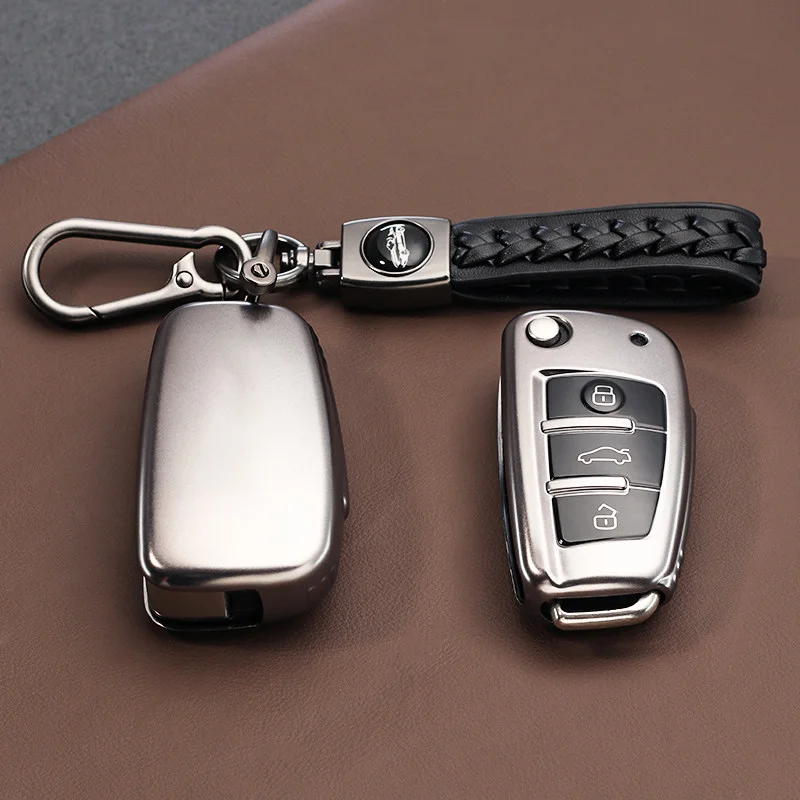 

Gray TPU 3 Button for Audi A1 A3 A6 A6L Q2 Q3 Q7 TTS R8 S6 RS3 Flip Folding Car Key Case Cover Fob Holder Car Accessories