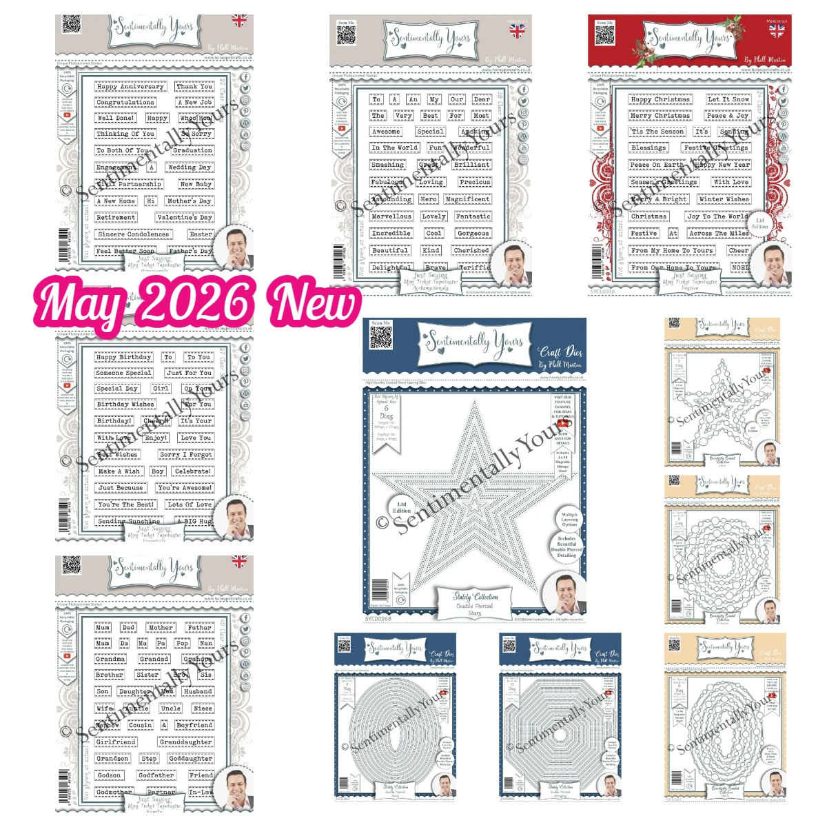 Sentimentally Yours Festive (Limited Edition) Stately Double Pierced Stars A4 Stars Stamps Dies DIY Scrapbook Card May 2026 New