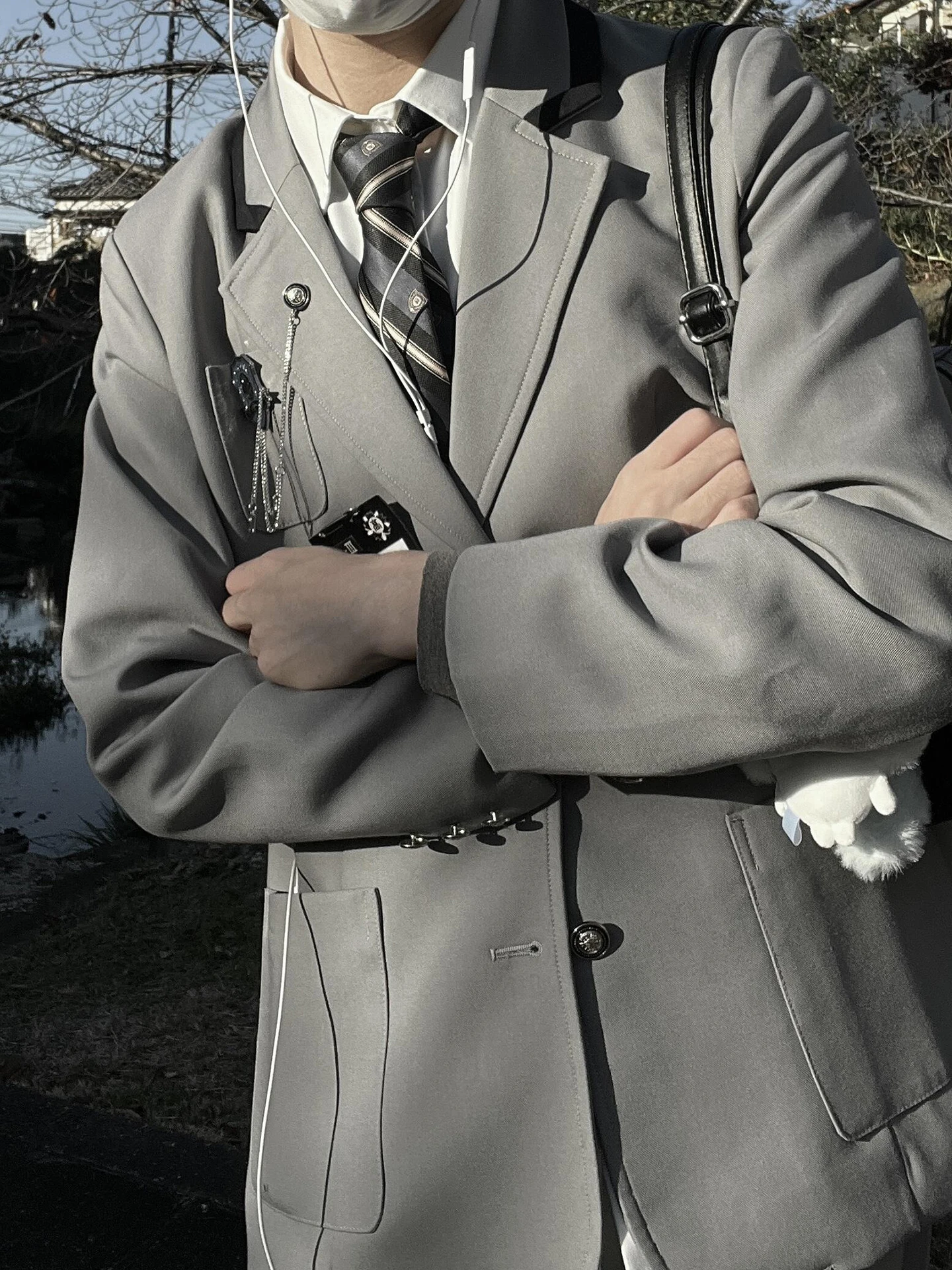 Shoulder Padded Grey Suit Jacket for Men And Women Casual Graduation Ceremony High Quality Polyester Fiber Standard Style