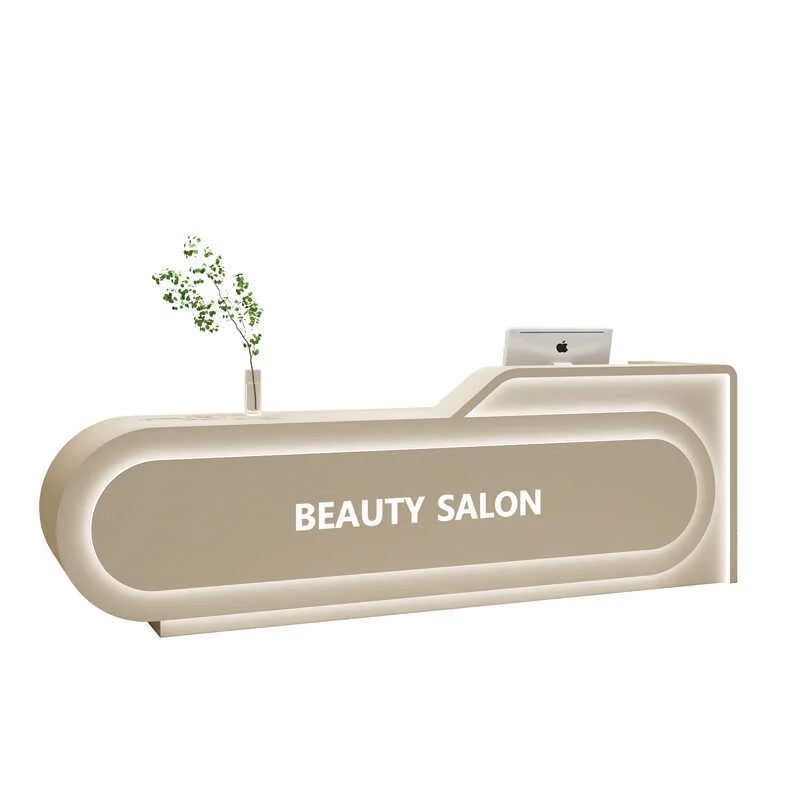 

Customized.Modern Cream Reception Desk for Beauty Salon Bar Clothing Store Cashier Dance Class Yoga Studio Company Front Desk Pa