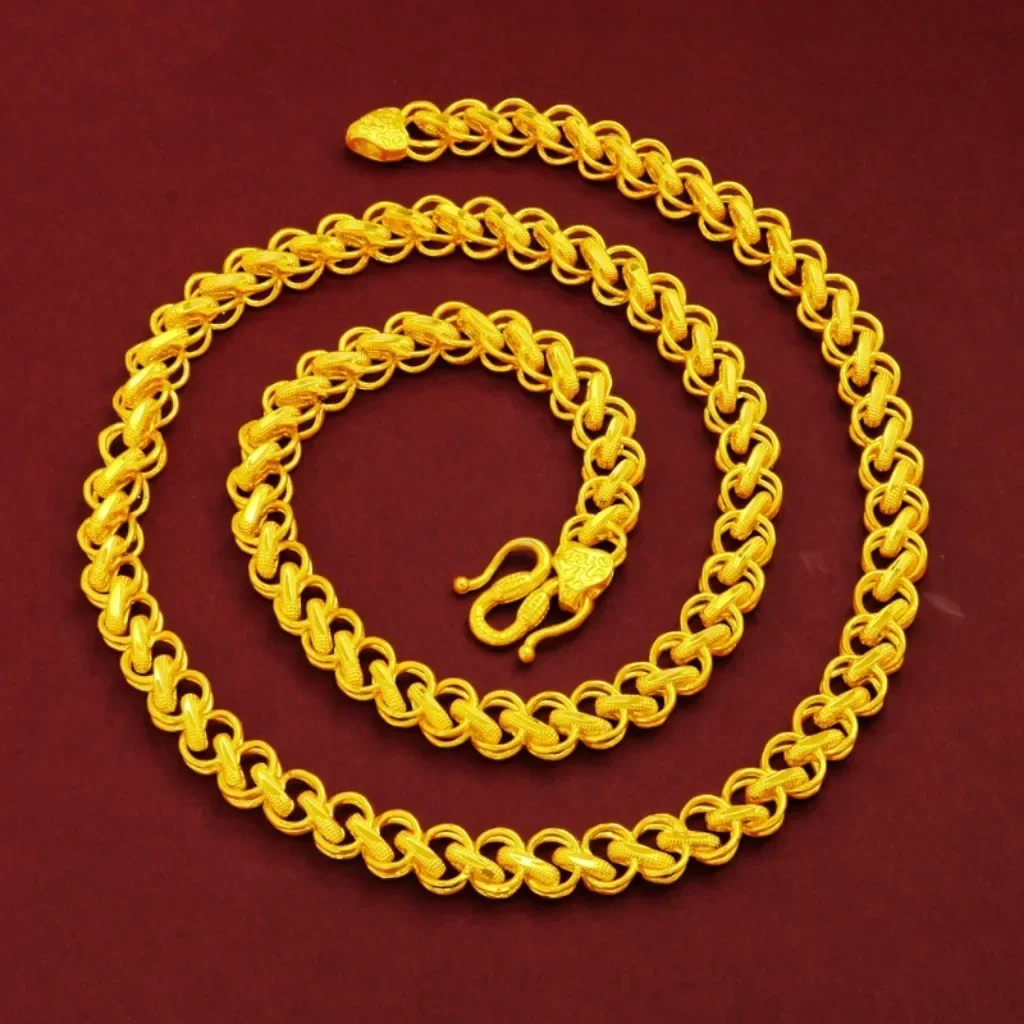 999 24k Real Gold Thai Chain Necklace for Men Men's Bully Fine Jewelry 8mm Necklace for Gift