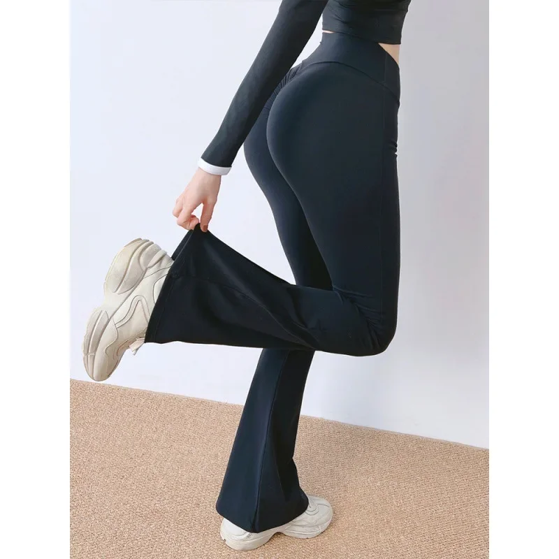 New Fitness Pants Women\'s Elastic High Waist Tights Wide Leg Flare Pants Quick Dry Sports Yoga Pants SA811