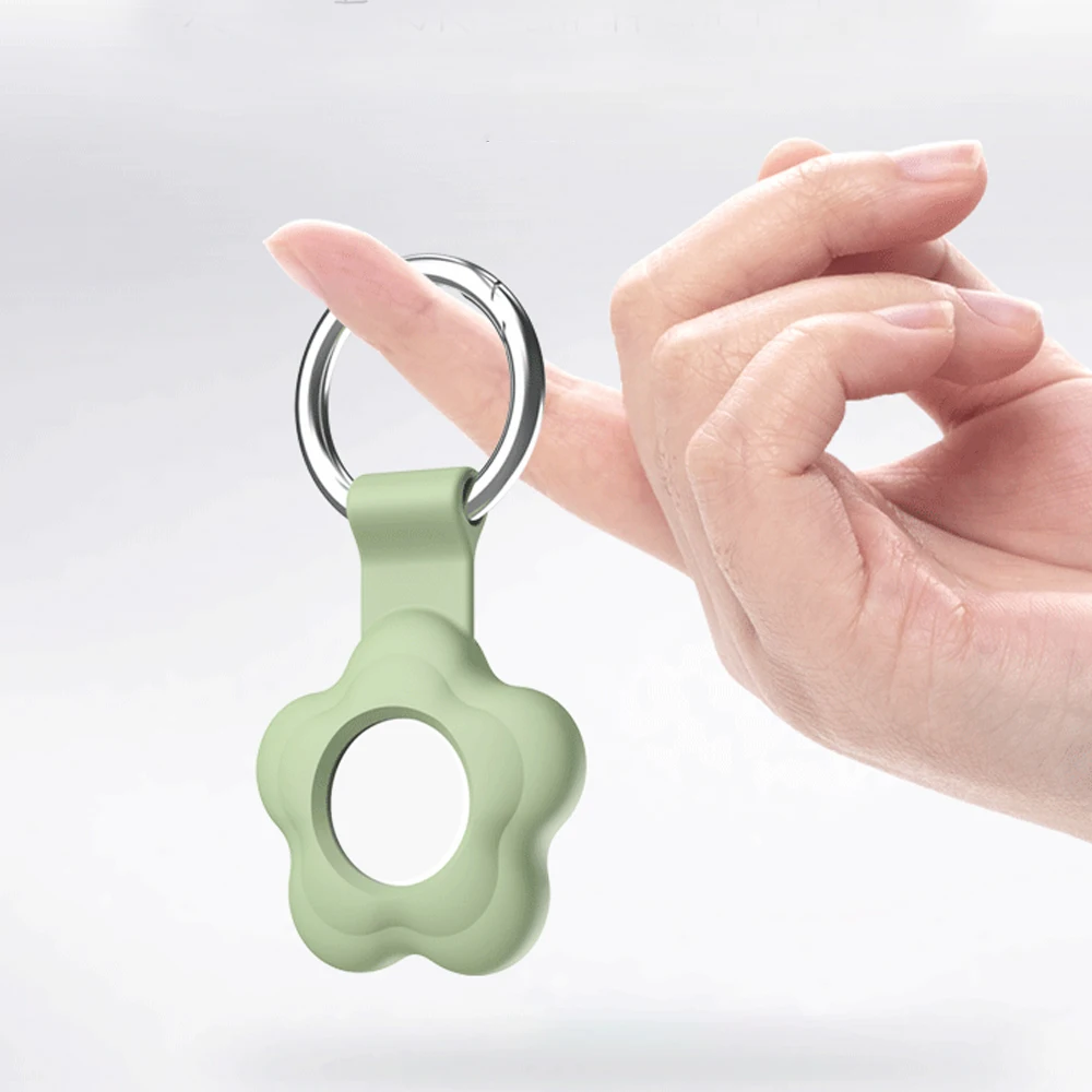 1pc Flower Shape Silicone Case for Apple AirTag Anti-Scratch Anti-Lost Protective Cover with Keychain for Pet Tracker
