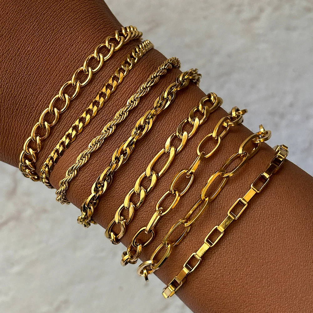 

Boho chain bracelet and bangle set, waterproof and colorfast, women's jewelry, wedding party favors