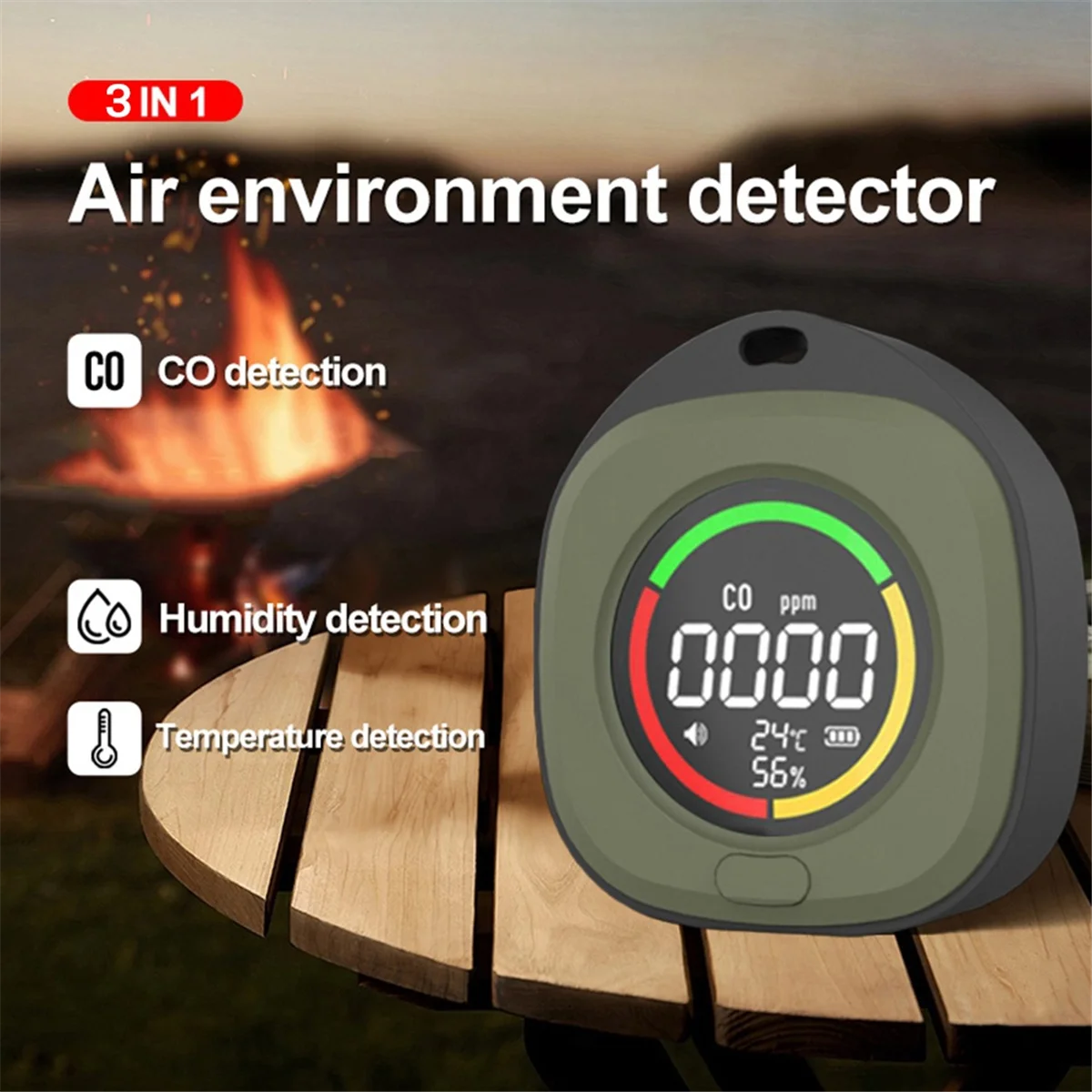 Detector de monóxido de carbono, alarma de Co, Detector de temperatura y humedad, antiintoxicación, Monitor de calidad del aire para el hogar, A