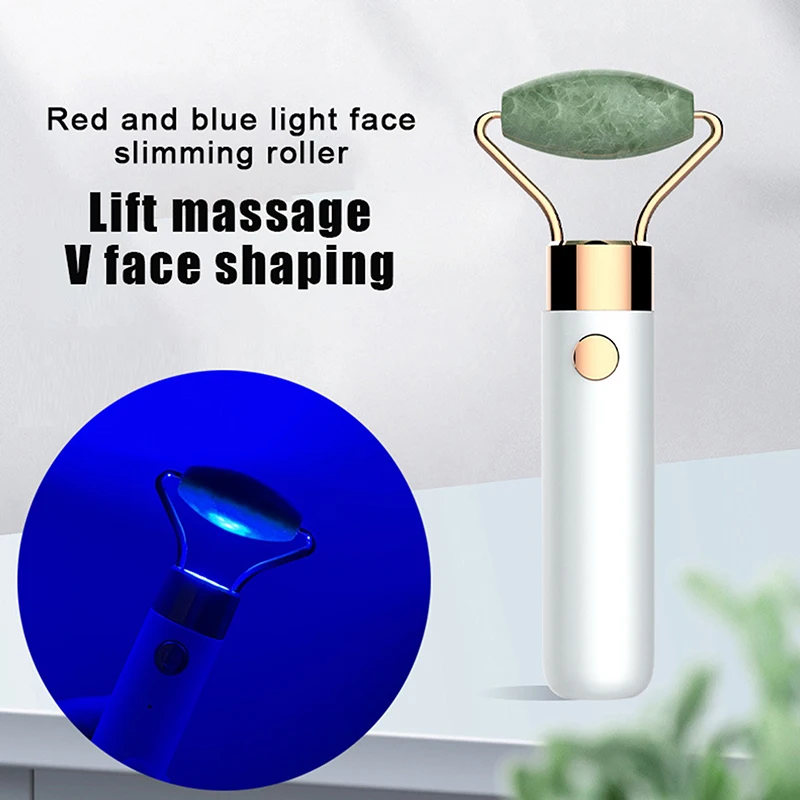 Beauty Wand Face Massager Electric Vibrating Rose Quartz Aventurine Jade 3D Roller Face Lifting Body Facial Gua Sha Jade Roller