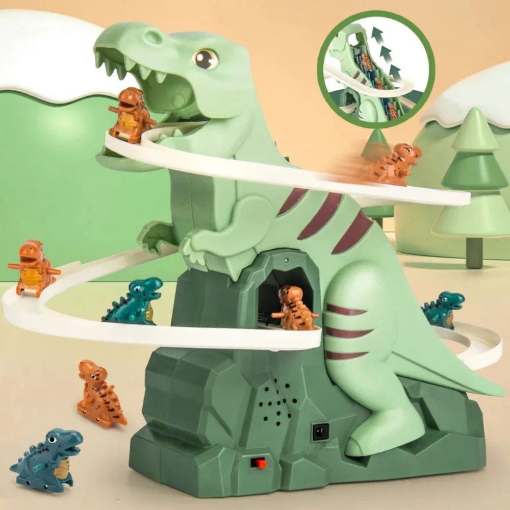 

Dinosaur Climbing Slide Music Toy With 3 Dinosaurs, Puzzle Fun Electric Slide Toy Car, Halloween Boy And Girl Christmas Gift