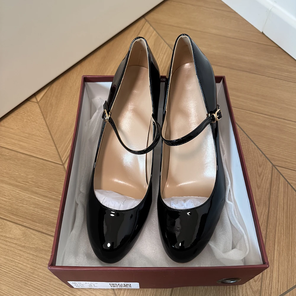 

Сексуальные женские туфли Мэри Джейн на высоком каблуке 12 см/10 см, черные туфли-лодочки на шпильке с ремешком на щиколотке и круглым носком, элегантные женские удобные модельные туфли для вечеринок