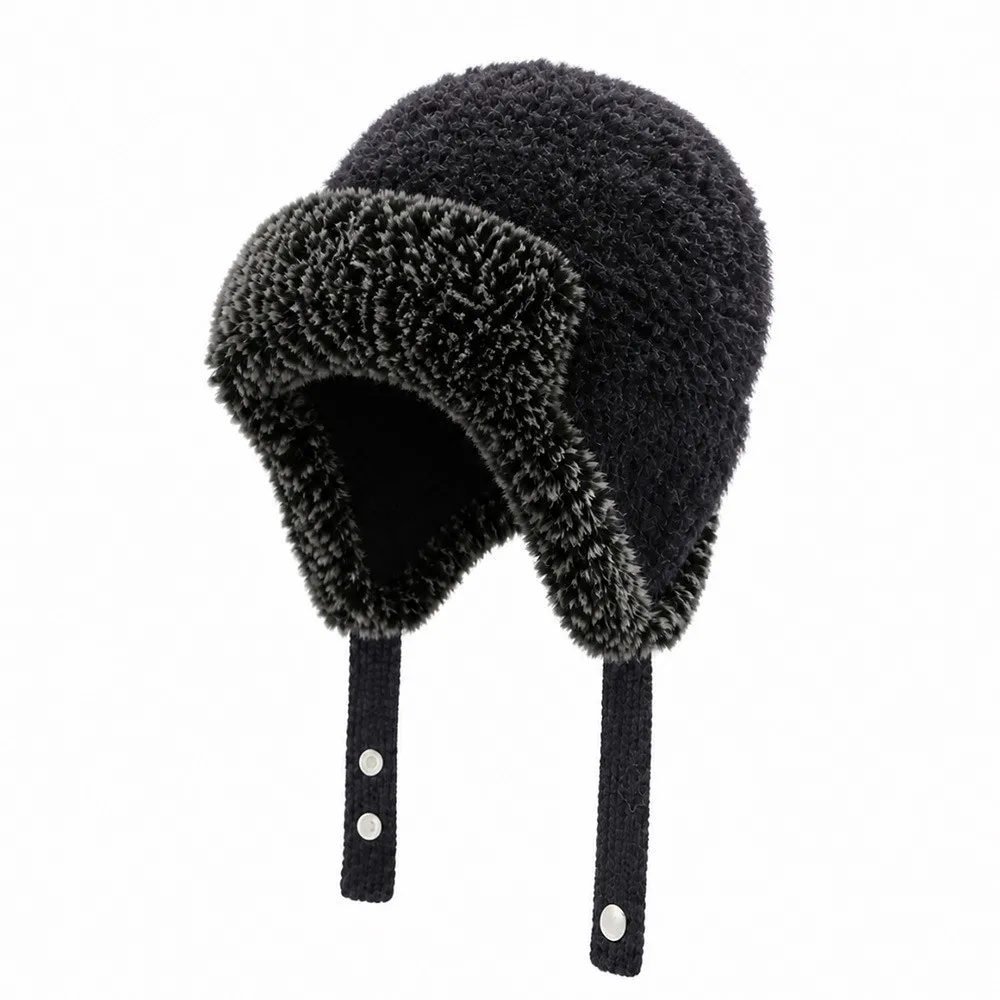 Unisex Polyester Fleece Lined Trapper Hat Adjustable Thick Warm Windproof Ushanka Hat Ear Flap Hat Hiking