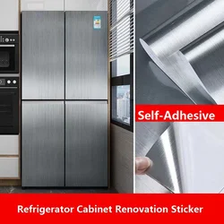 Silver Gold Fridge Sticker Peel&Stick Waterproof Kitchen Decor Cabinet Door Refurbish Wallpaper Refrigerator Full Coverage Decal