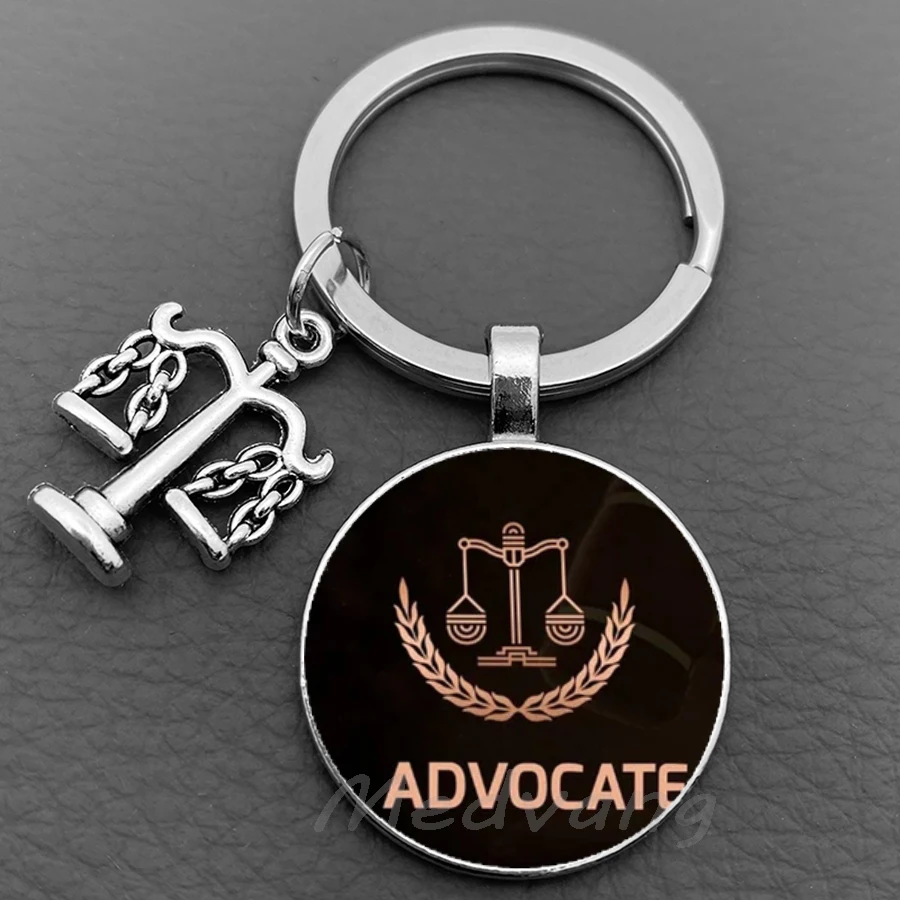 balance keychain pendant Convex glass judicial justice key chain Justice Judge keyring key keyholder lawyer Jewelry gift