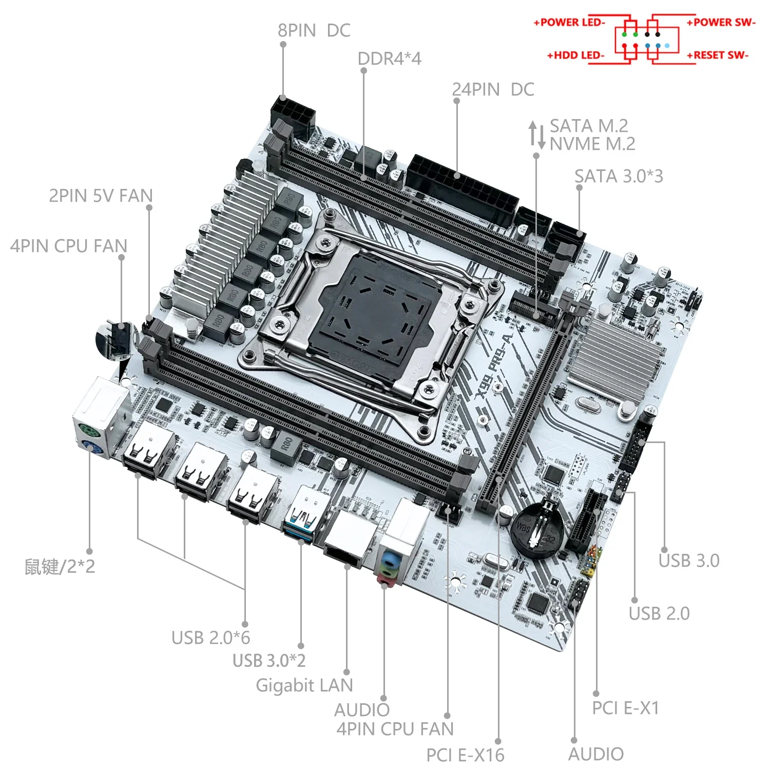 MACHINIST PR9-A X99 Kit de carte mère LGA 2011-3 Set Kit Intel Xeon E5 2680 V4 Processeur CPU + DDR4 16 Go (2x8 Go) Mémoire RAM M.2 NV