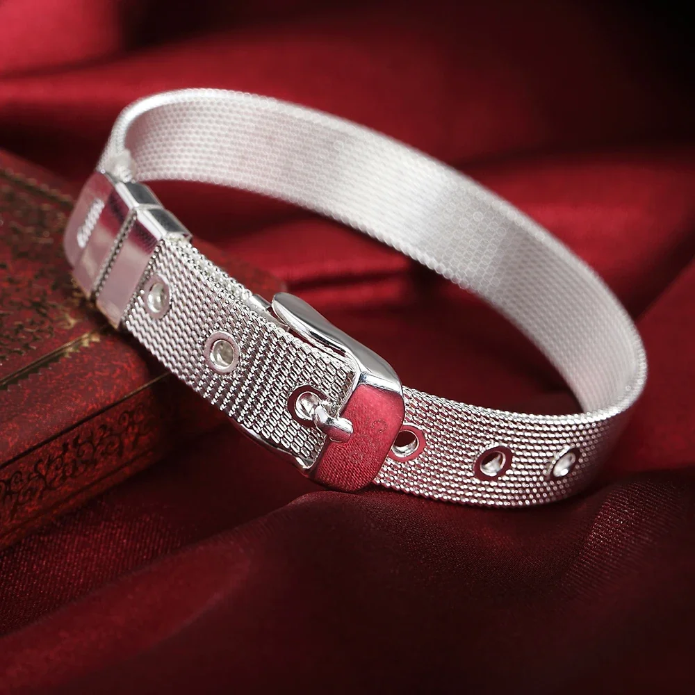 

Fashion Design Fine 925 Silver Bracelet Chain Wedding Beautiful High Quality Jewelry Bracelets For Women Men Gift