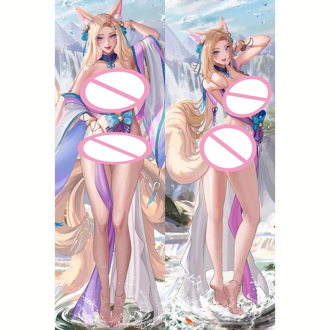 Cute Ahri League of Legends Square Pillowcase Peach Skin 2WAY Decor Pillow Case Room Cushion Case