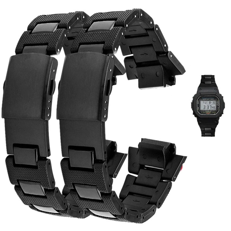 For Casio Plastic Steel Double Press Bucket Fiber Accessories G-SHOCK GMW-B5000 DW-5600BB GA-2100 Waterproof Watchband