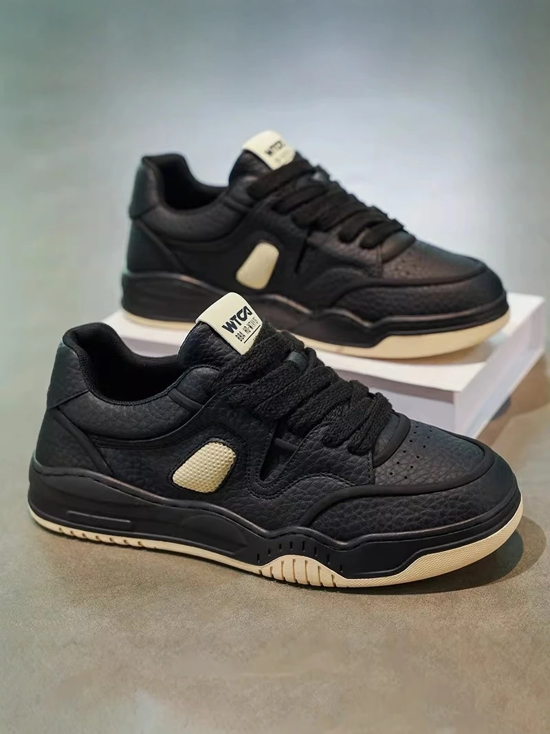 

Men's Summer Casual Black Board Shoes Versatile Thick Bottom Heightening Wear-resistant Sports Dad Trendy Footwear