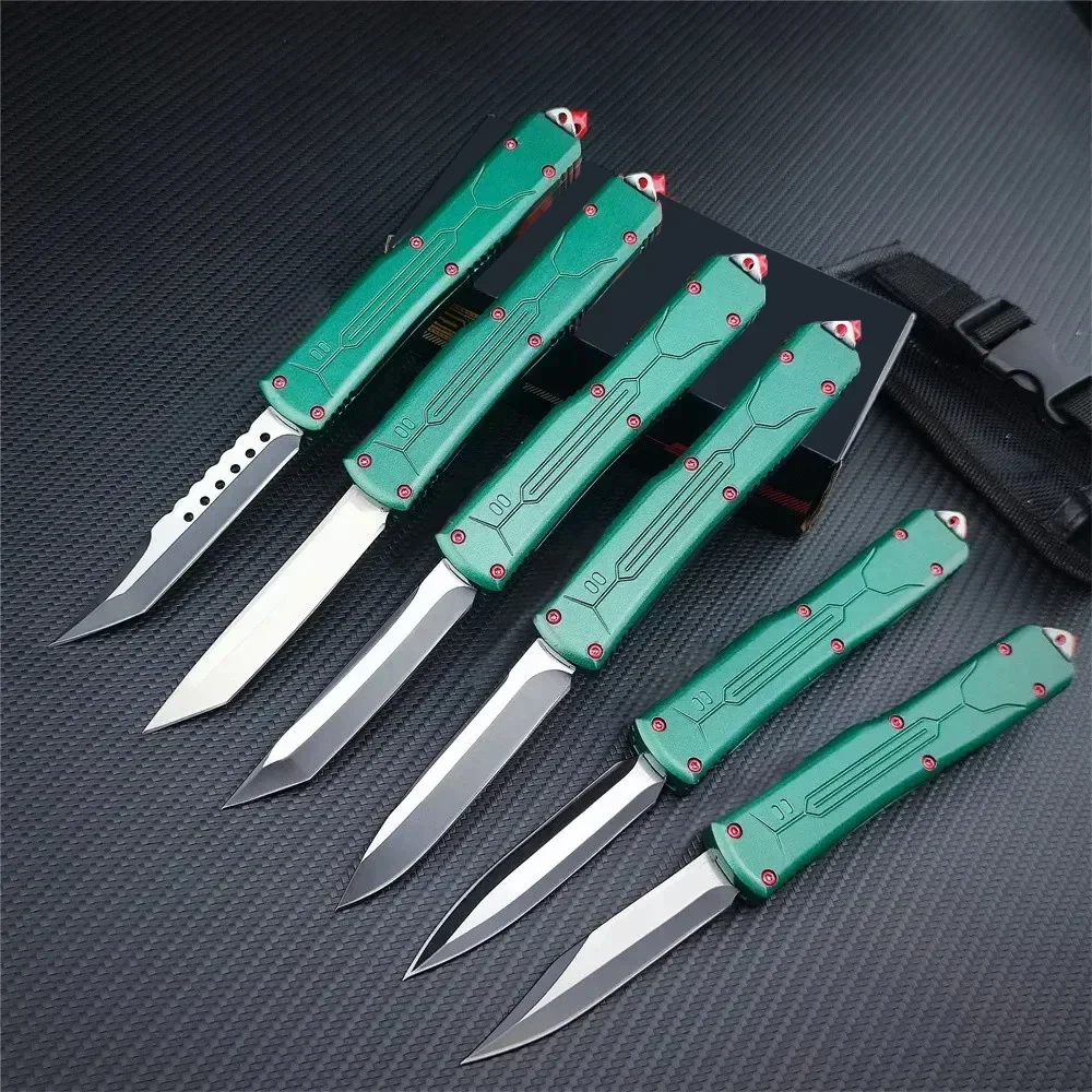 BM Micro Bounty Hunter Knife 440C Blade Green Zinc Alloy Handle Tactical Combat Survival Hunting Knives with Sheath