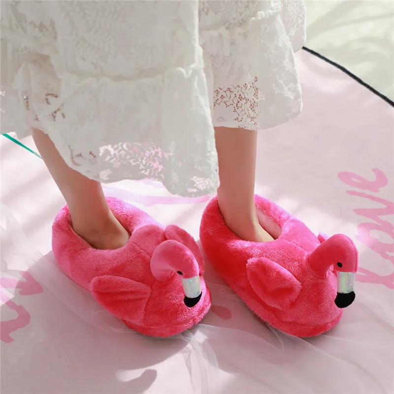 Flamingo Funny Shoes for Men and Women Winter Warm Soft Bottom Home&House Indoor Floor Furry Slippers Shallows Friend Gift