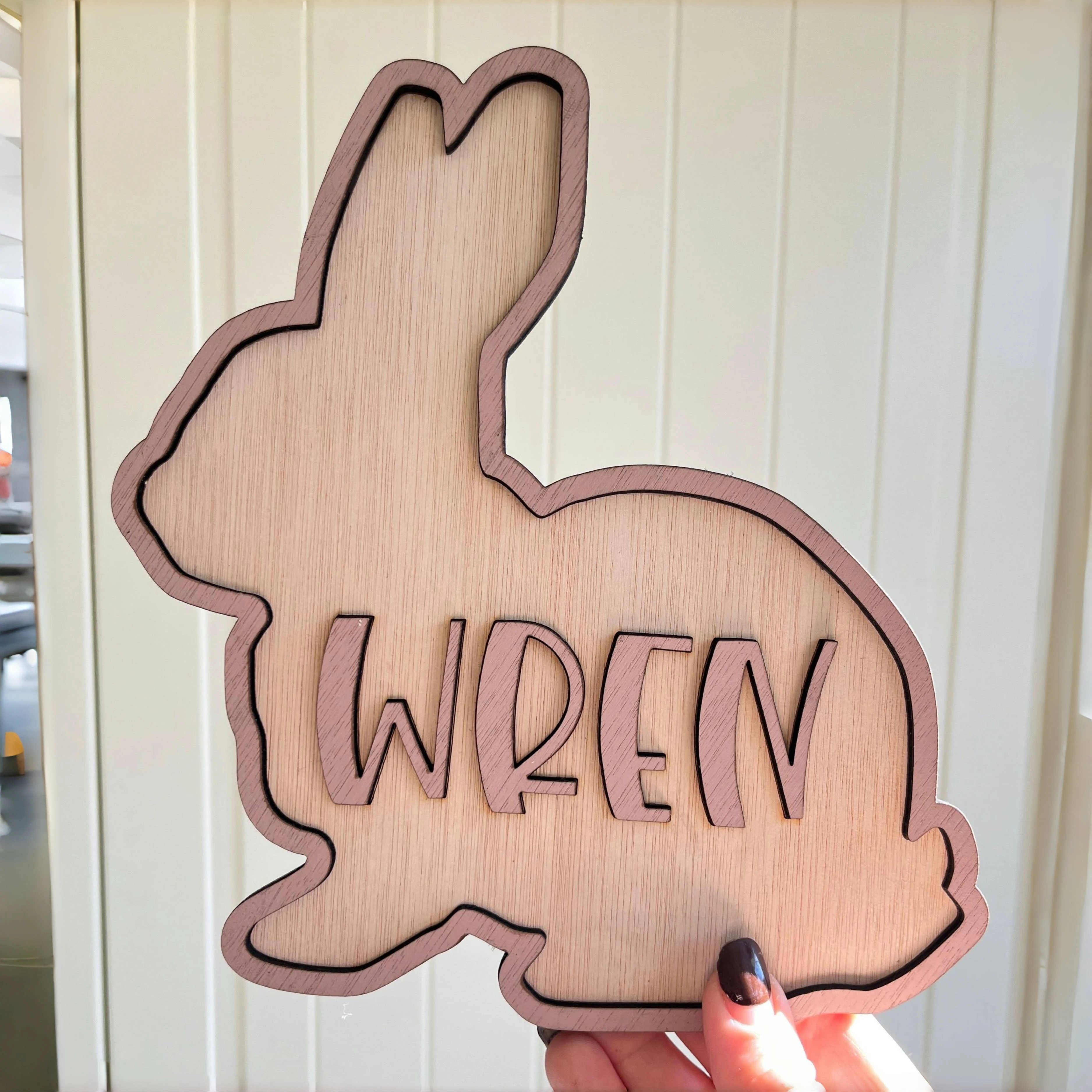 Personalized Bunny Name Wooden Door Sign Rabbit Nursery Decoration Baby Wall Decor Custom Nursery Name Sign Unique Gift for Baby