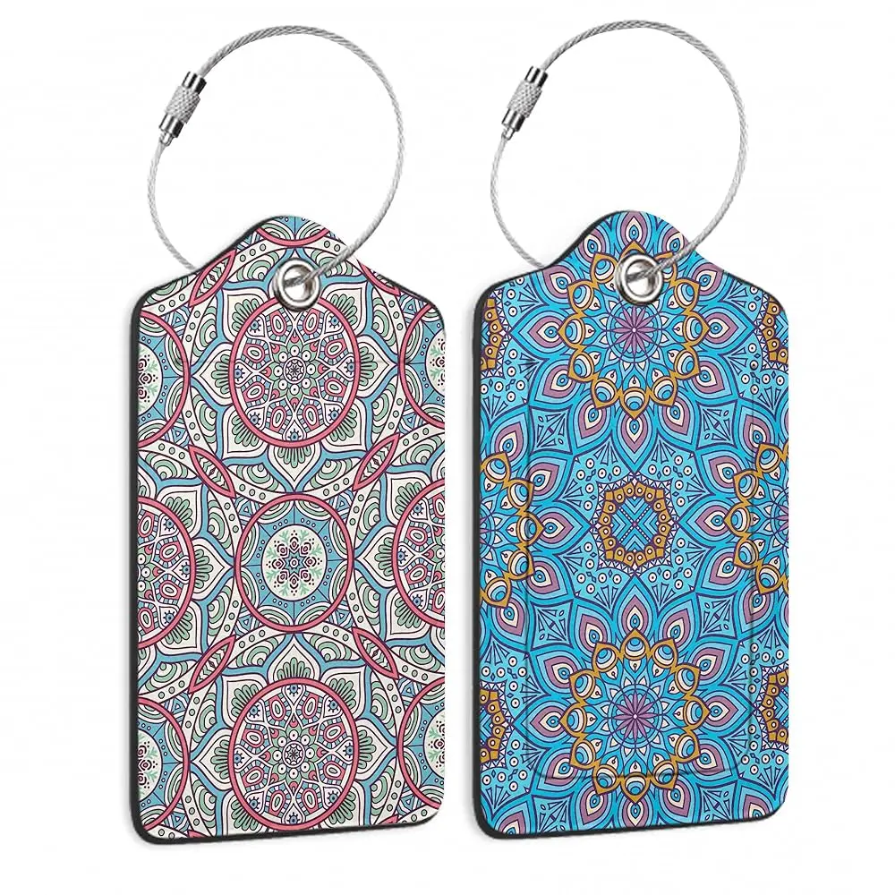 

Free ShippingSet of 2 Boho Ethnic Floral Luggage Tags for Suitcases, Leather Suitcase Tag Name Identifiers Labels for Travel Bag