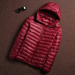 Autumn Winter Men Puffer Jackets Mens Korean Fashion Hooded Ultra Light Packable Water and Wind-Resistant Breathable Down Coat