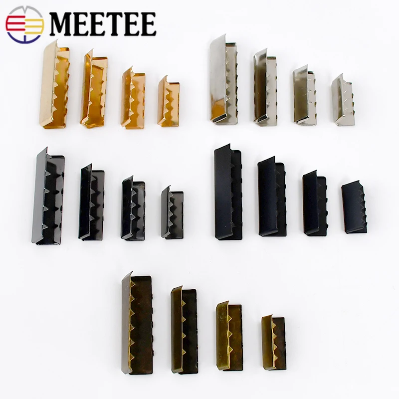 10/30/50Pcs Meetee 20-38mm Metal Strap Clip Buckles Belt End Tail Clips Clasp Bag Straps Webbing Stopper Hook Sewing Accessories