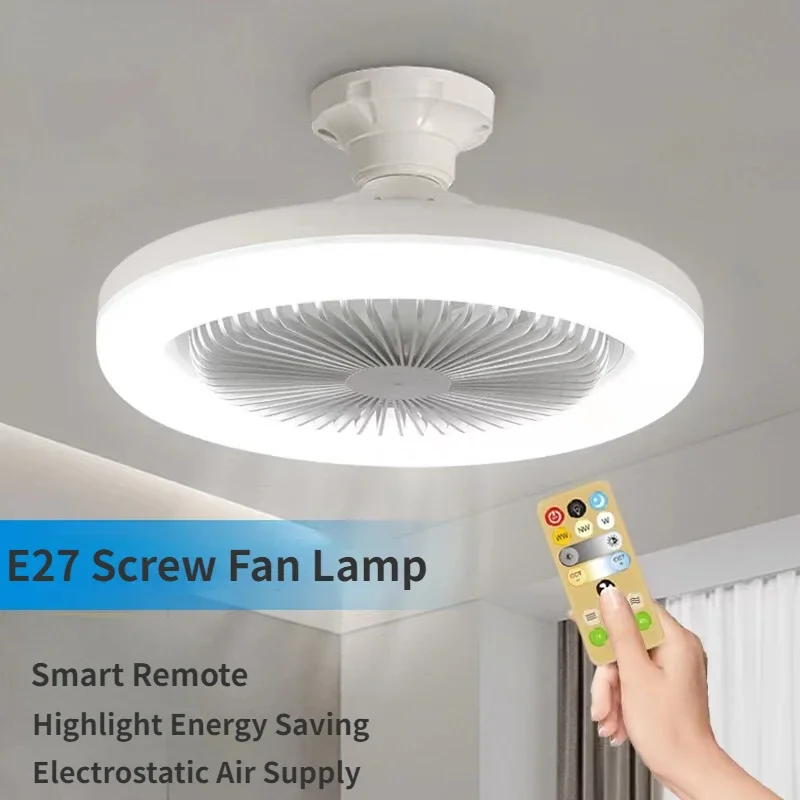 Hot Sale LED Lamp Fan with Remote Control E27 Three Color Screw Lamp Constant Ceiling Fan for Bedroom Living Room