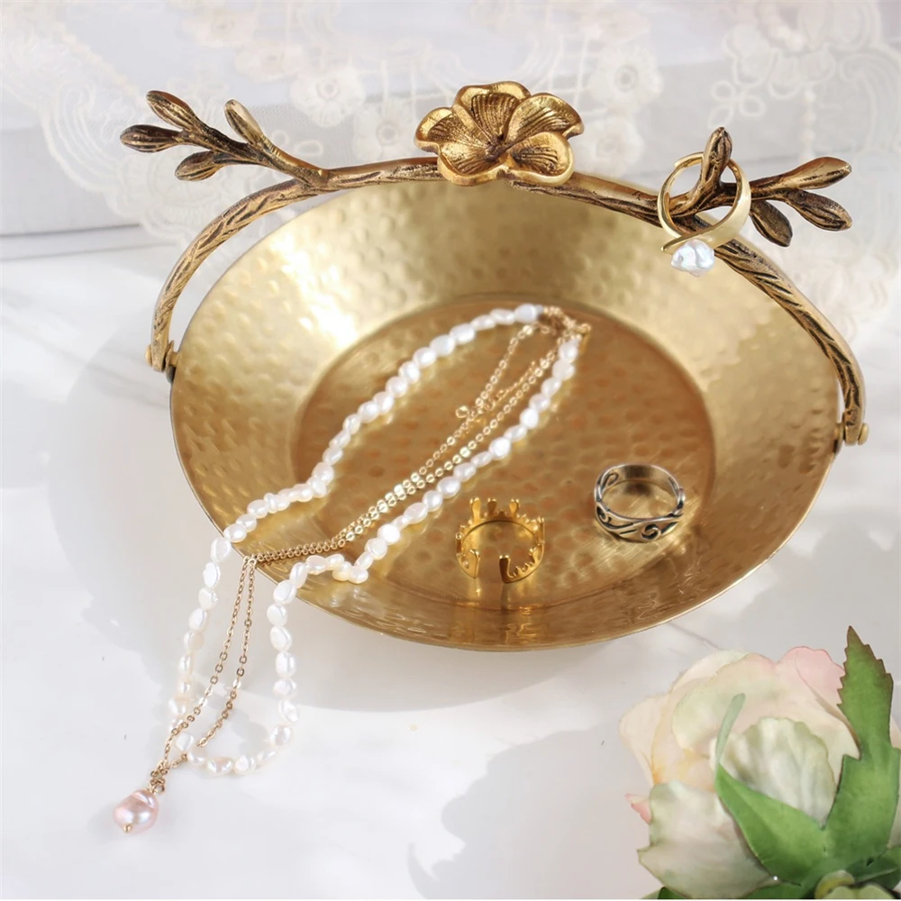 

Brass Tray Vanity Jewelry Ring Earring Organizer Rack Living Dining Coffee Table Serving Trays Candy Snack Fruit Plates Decor