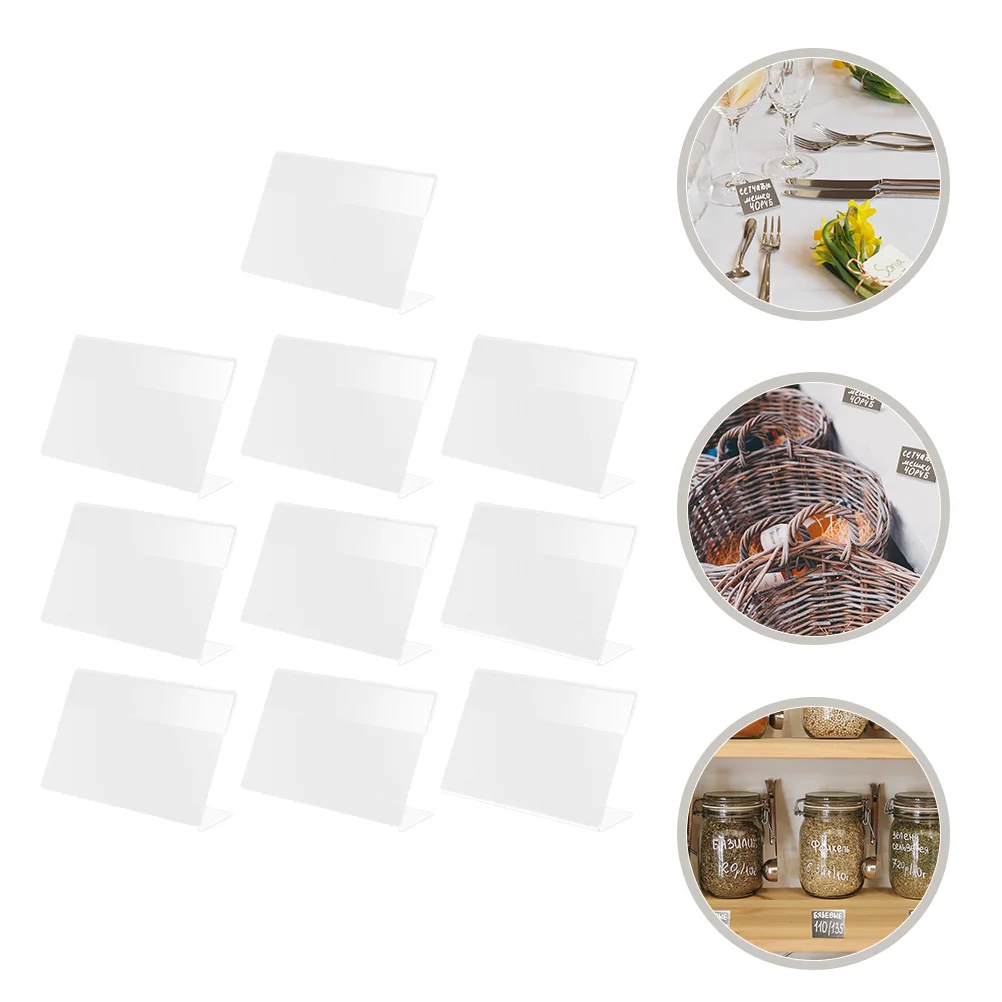 

10Pcs Acrylic L-Shape Price Label Holders Transparent Sign Display Stand Desk Card Holder for Price Tag Name Card Poster