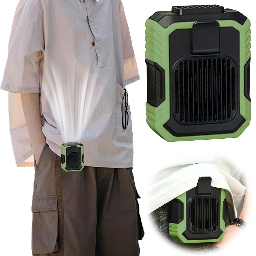 Body Fan 4000mAh Rechargeable Cool Clip Fan Portable Power Bank Flashlight Hanging Neck Fan for Outdoor Works Hiking Camping