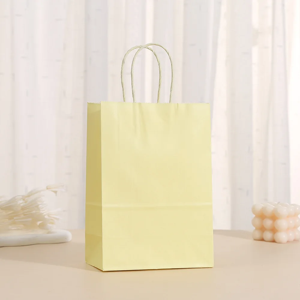 6/12/24 stuks Pastel Kraft Papieren Cadeautasjes met Handvatten, Macaron Kleur Feesttasjes voor Verjaardag Valentijn Pasen Babyshower