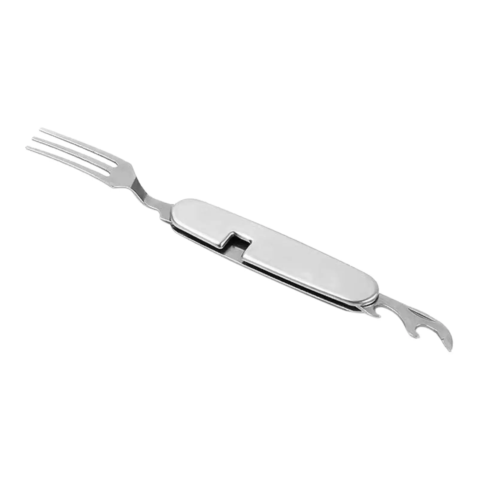 5 in 1 Camping Utensils Stainless Steel Spoon, Fork, Knife, Corkscrew and Can