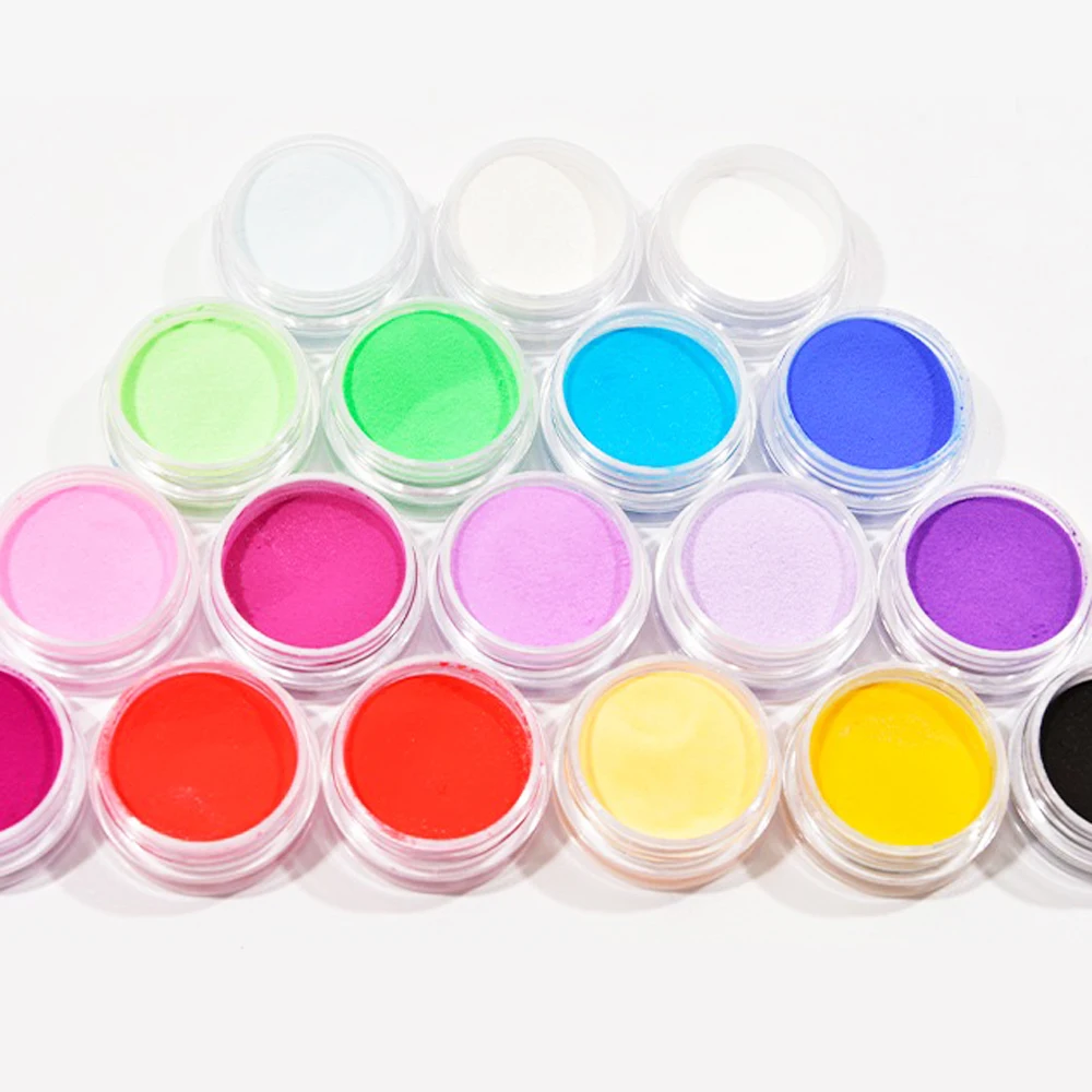 Poudre acrylique 3D pour nail art, 18 couleurs, colorée, pour liquide UV, polymère monomère, design de manucure