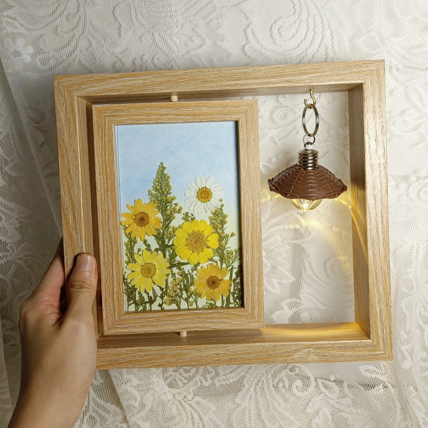 

0058 Pressed Flower Art Handmade Vintage Photo Frame Home Decor Gift Idea Rustic Boho Minimalist Style Natural Beauty Wall Art