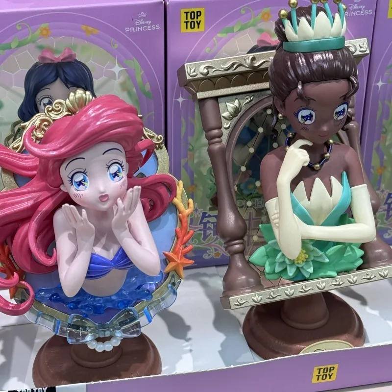 Disney Princess Mirror Secret Series Blind Box Mysterious Ariel Cinderella Aurora Snow White Jasmine Model Garage Kit Doll Toys