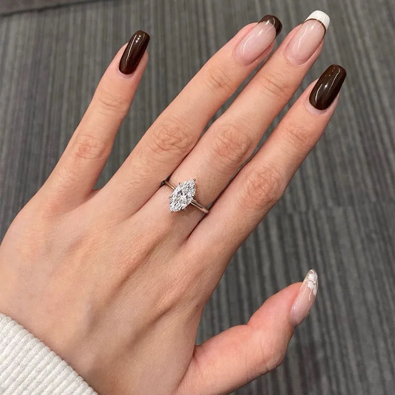 Platin 950 CVD Laborgezüchteter Diamantring 2 Karat Marquise-Schliff IGI-zertifiziert E VS1 Verlobungs- und Ehering Luxuriöser Edelschmuck – Detail 9
