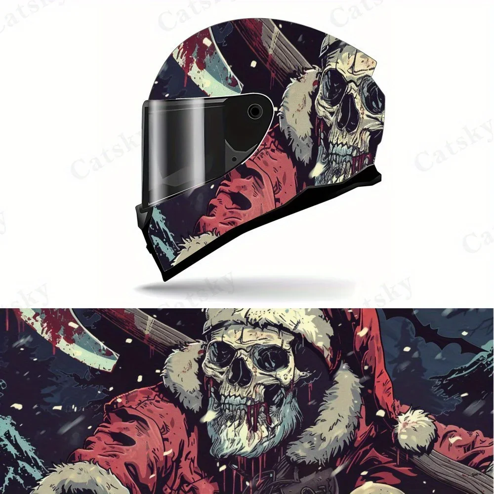 

Dark Skeleton Santa Claus Motorcycle Helmet Vinyl Wraps Decal, Self-adhesive Waterproof Helmet Decoration, DIY Graffiti Film, Un