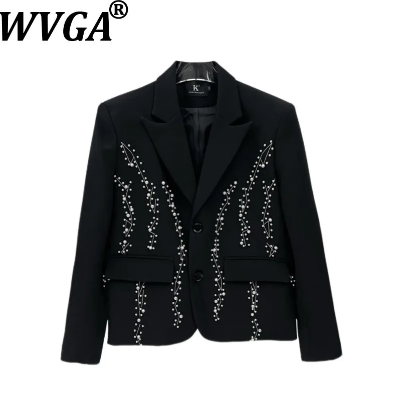 

WVGA Spring Autumn New Man Tide High Street Heavy Pearl Trendy Short Suit Coats Niche Chic Casual Long Lseeve Blazer Ins W12521