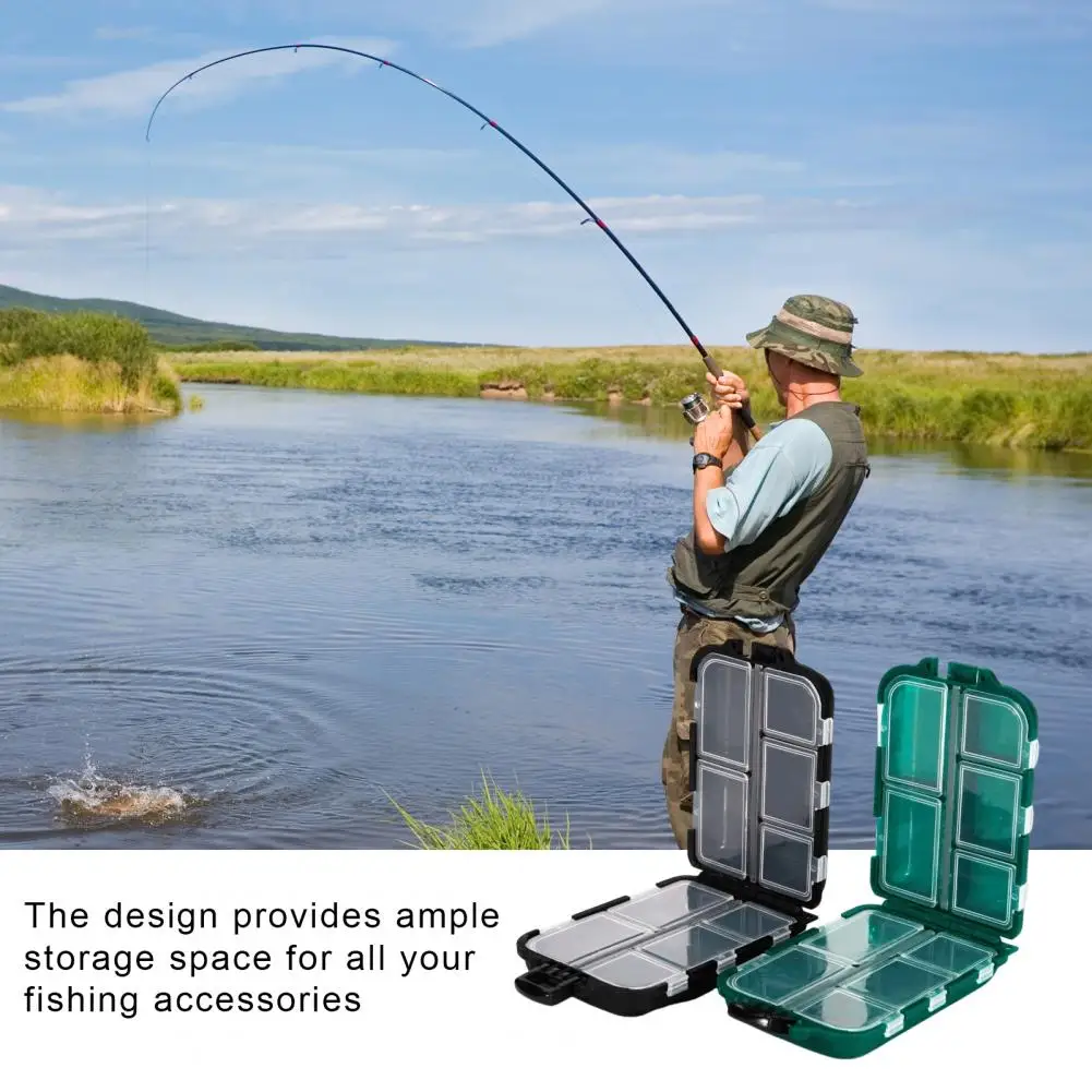 Чехол для хранения крючков для приманок, портативная двусторонняя коробка для рыболовных приманок с 10 отделениями для мягких и жестких крючков для приманок, рыболовные инструменты, снаряжение Чехол для хранения крючков для приманок, портативная двусторонняя коробка для рыболовных приманок с 10 отделениями для мягких и жестких крючков для приманок, рыболовные инструменты, снаряжение